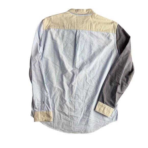 American Eagle Vintage‎ Y2K Patchwork Denim Button Up Shirt Mens Classic Fit L - Picture 6 of 7